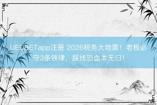 UEDBETapp注册 2026税务大地震!老板必守3条铁律,踩线恐血本无归!