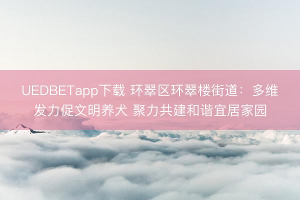 UEDBETapp下载 环翠区环翠楼街道：多维发力促文明养犬 聚力共建和谐宜居家园