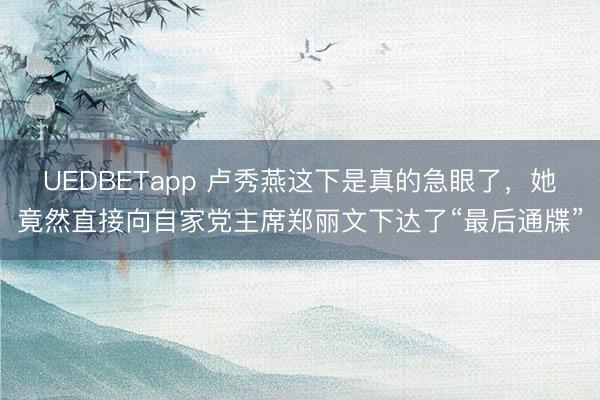 UEDBETapp 卢秀燕这下是真的急眼了，她竟然直接向自家党主席郑丽文下达了“最后通牒”