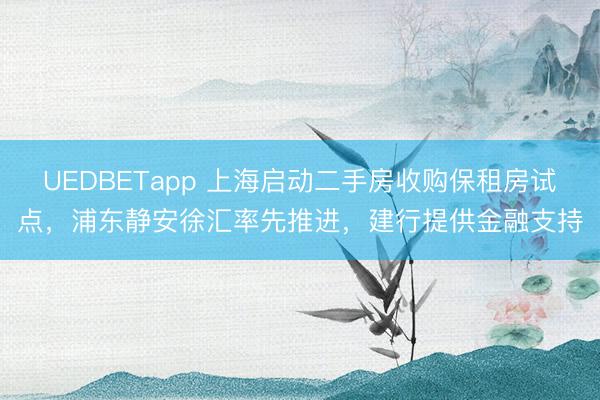 UEDBETapp 上海启动二手房收购保租房试点，浦东静安徐汇率先推进，建行提供金融支持