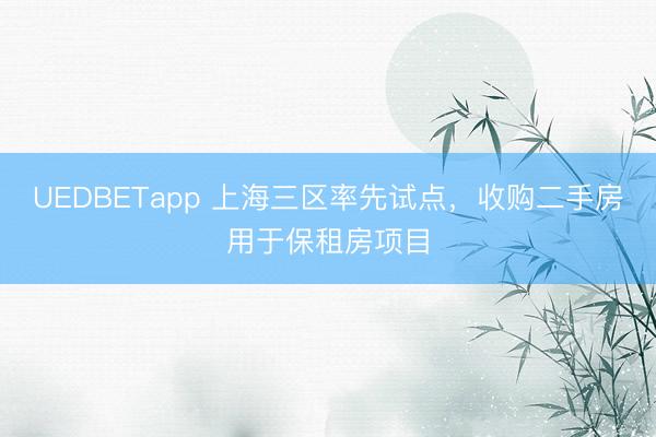 UEDBETapp 上海三区率先试点，收购二手房用于保租房项目