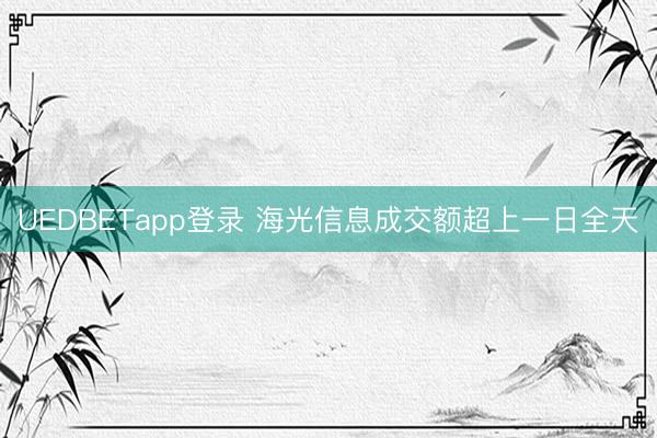 UEDBETapp登录 海光信息成交额超上一日全天