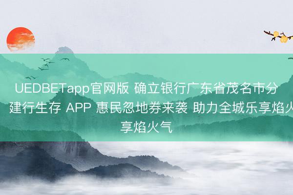 UEDBETapp官网版 确立银行广东省茂名市分行：建行生存 APP 惠民忽地券来袭 助力全城乐享焰火气